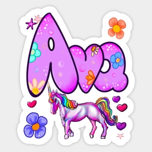 Ava Girls and womens unicorn Personalized Custom name Ava Sticker